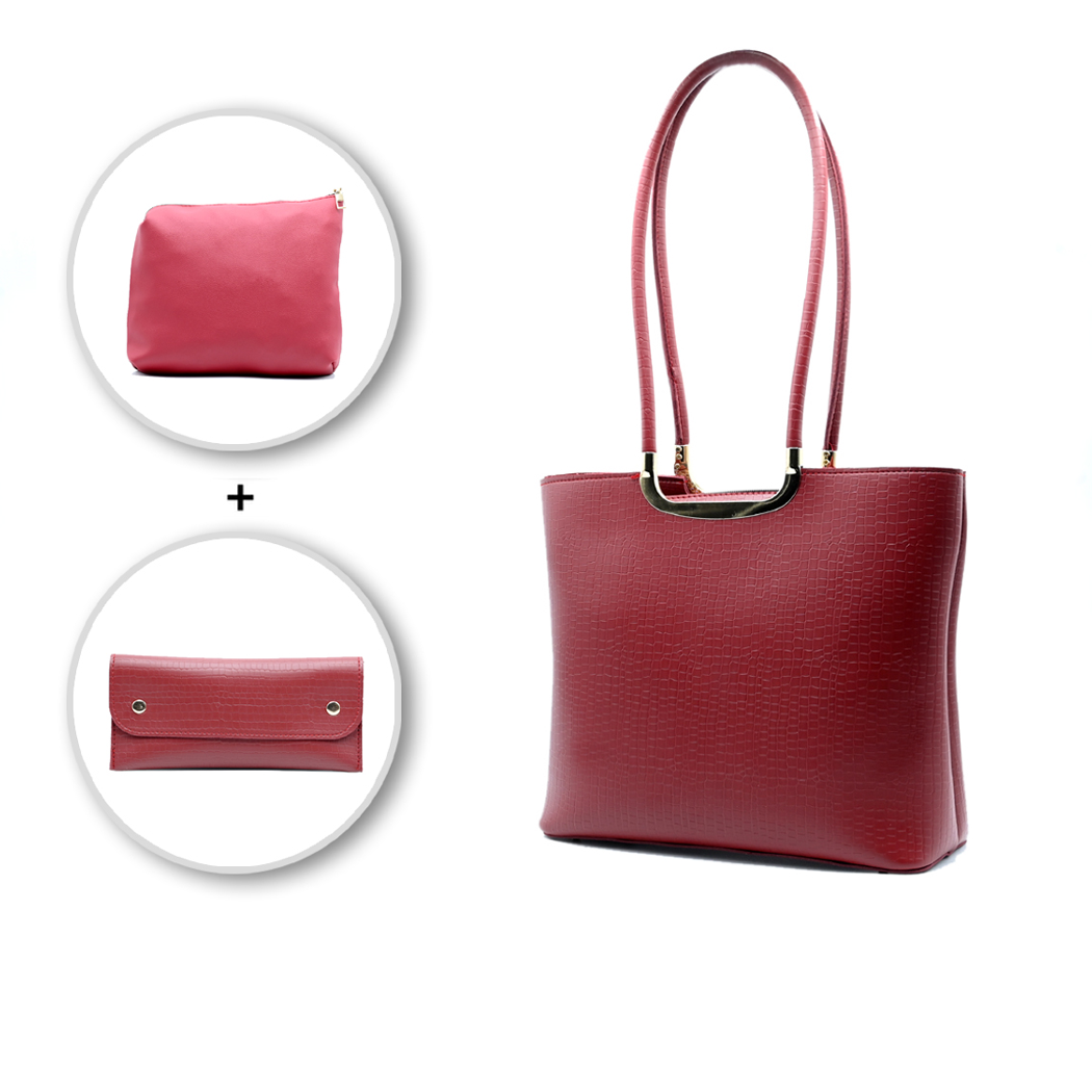 Metro Luxe Tote Set Maroon