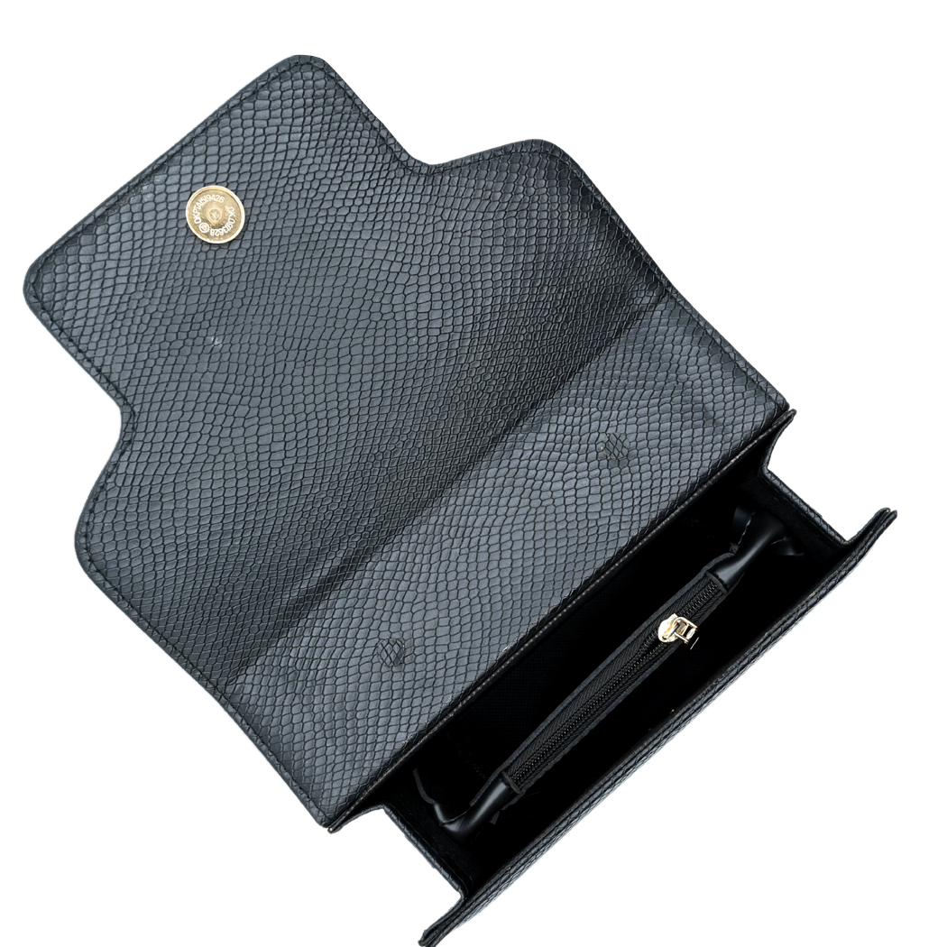 Lustre Pearl Tote – Classic Black Handbag with Pearl Handle