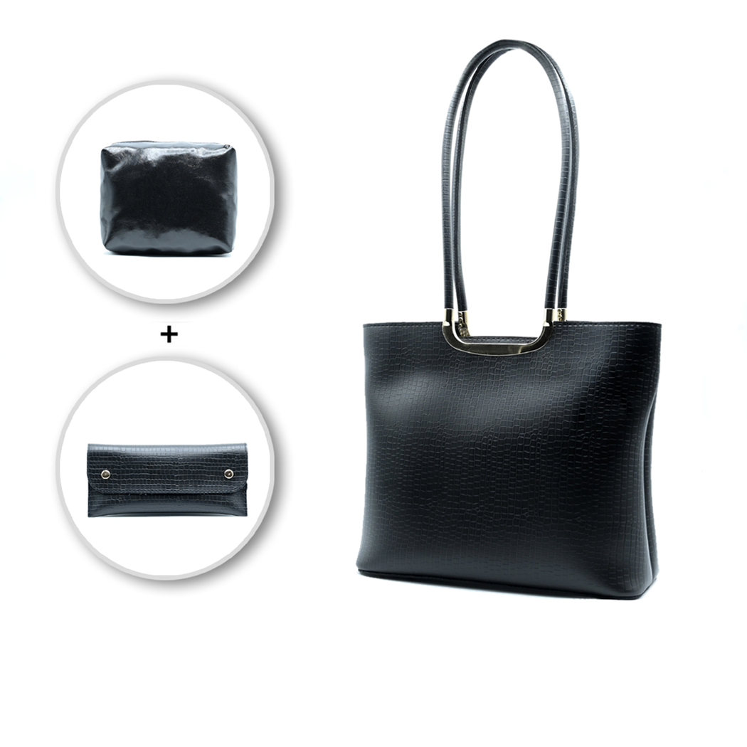 Metro Luxe Tote Set Black