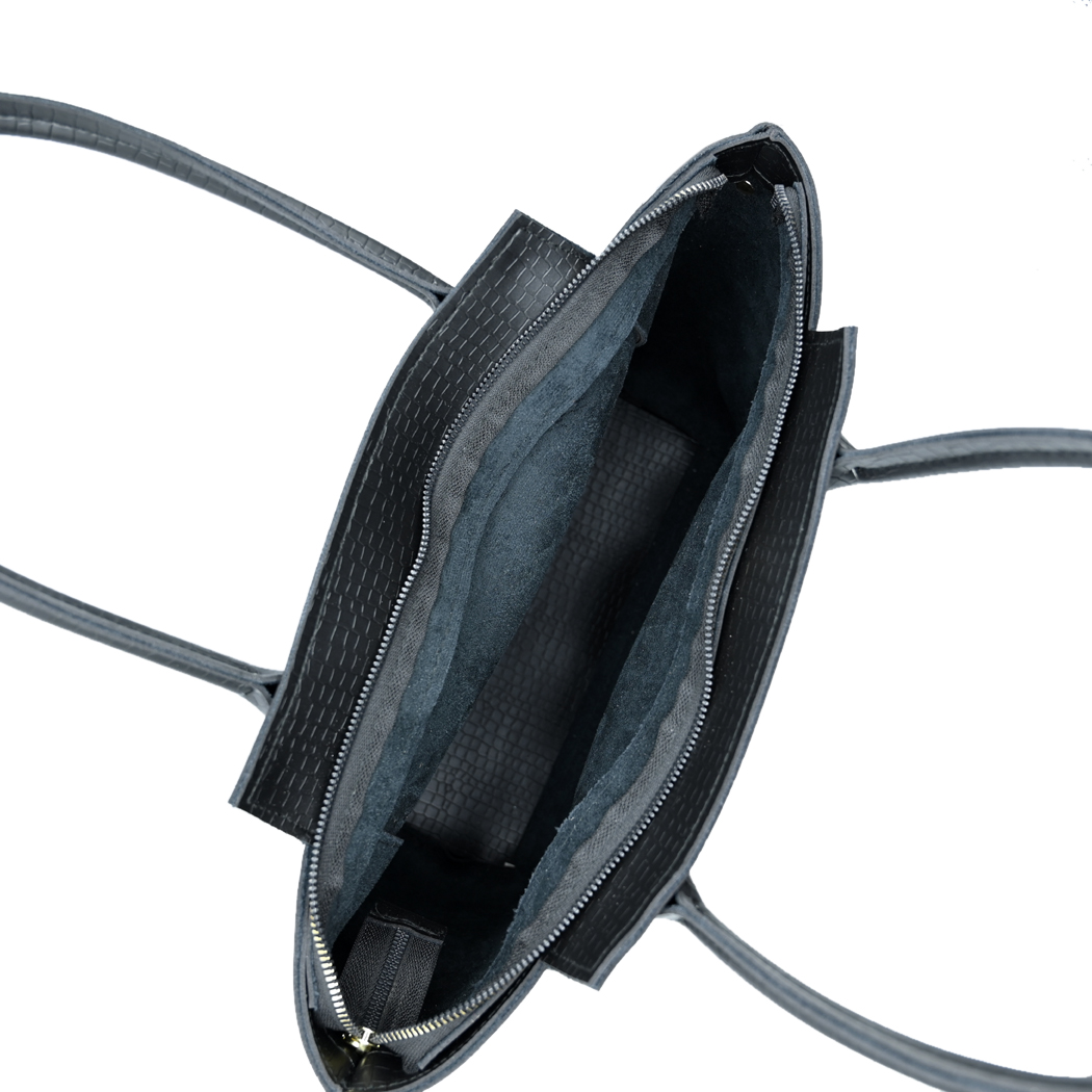 Aurora Box Tote Bag for Women – Black Structured Handbag with Long Strap & Pouch