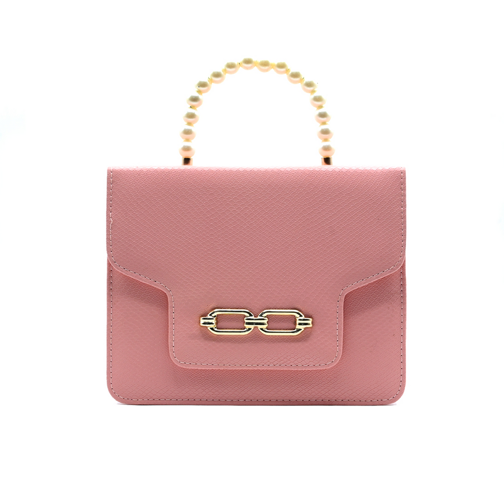 Lustre Pearl Tote – Elegant Pink Handbag with Pearl Handle
