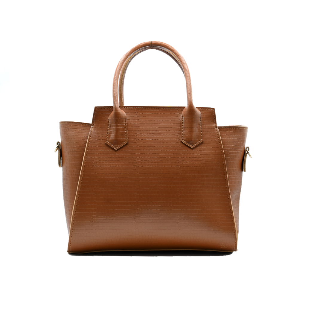 Aurora Box Tote Bag for Women – Premium Tang Color Handbag with Long Strap & Pouch