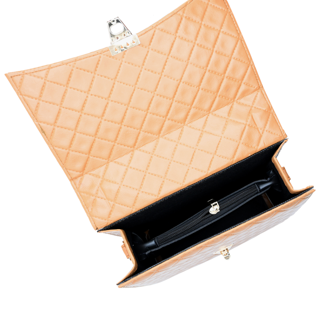 Bella Quilta Tote Bag Brown