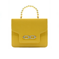 Lustre Pearl Tote – Vibrant Yellow Handbag with Pearl Handle