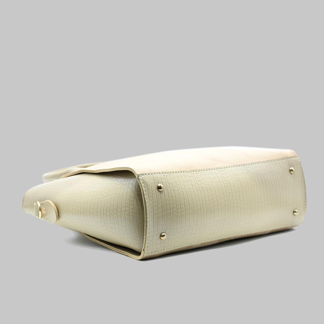 Aurora Box Tote Bag for Women – Camel Structured Handbag with Long Strap & Pouch