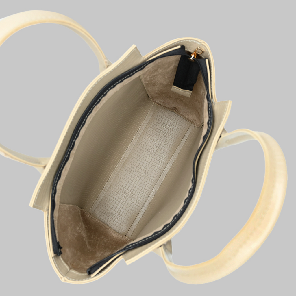 Aurora Box Tote Bag for Women – Camel Structured Handbag with Long Strap & Pouch