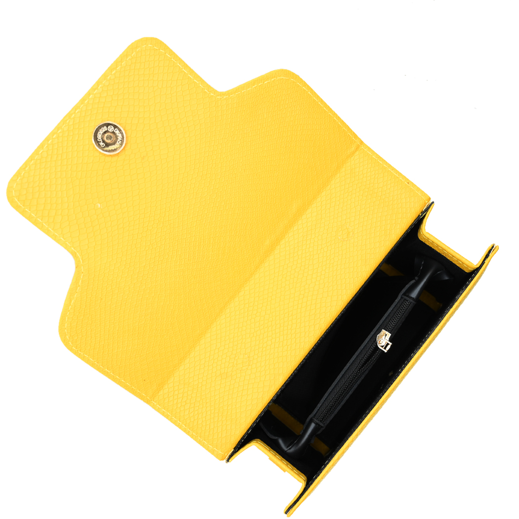 Lustre Pearl Tote – Vibrant Yellow Handbag with Pearl Handle