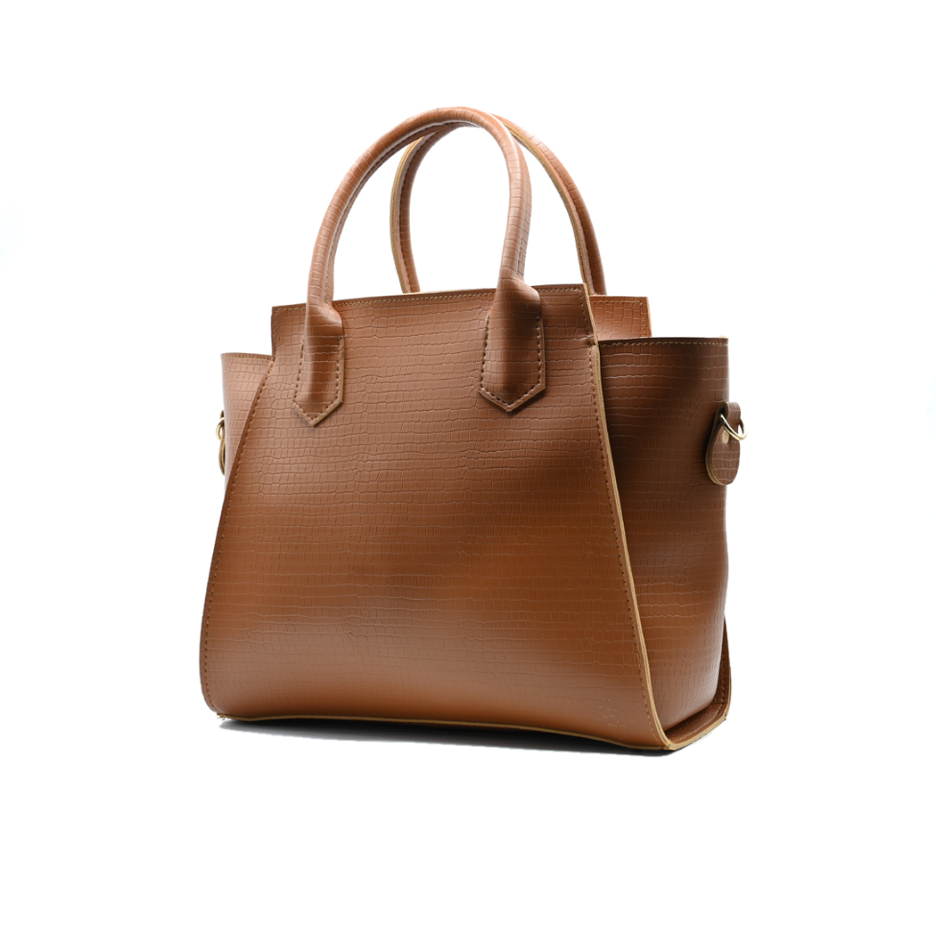 Aurora Box Tote Bag for Women – Premium Tang Color Handbag with Long Strap & Pouch