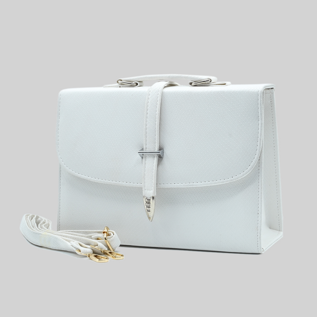 Classic Square Top Handle Bag - White