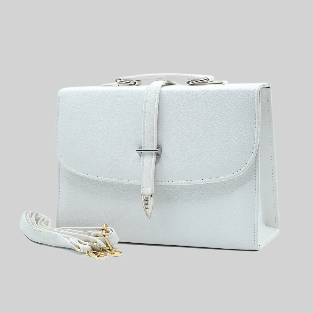 Classic Square Top Handle Bag - White