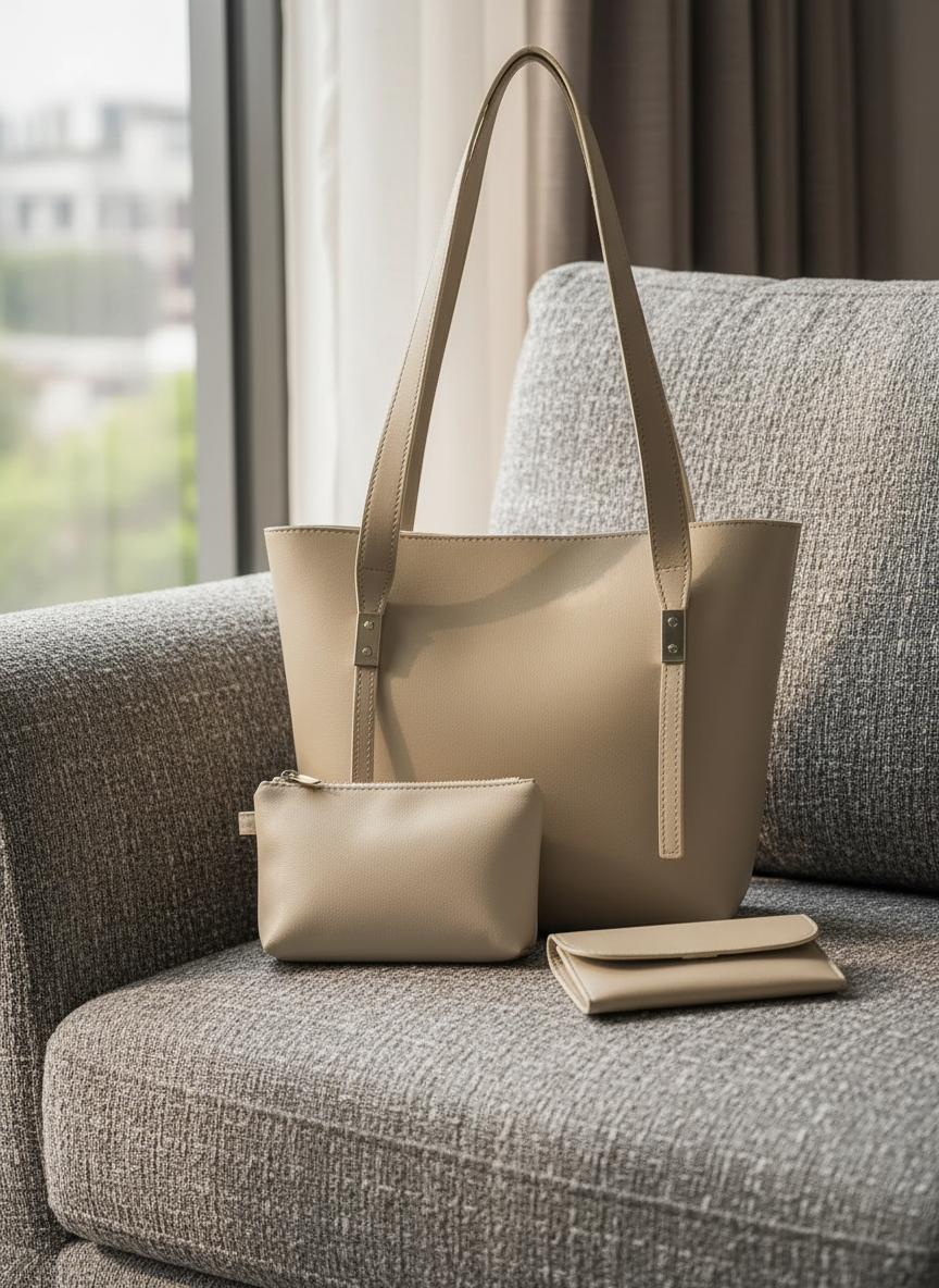 Grace Trio Handbag Set of 3 Beige