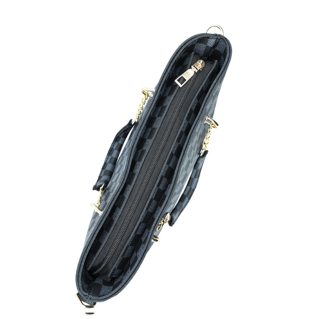 Black Checkered Tote Handbag for Women