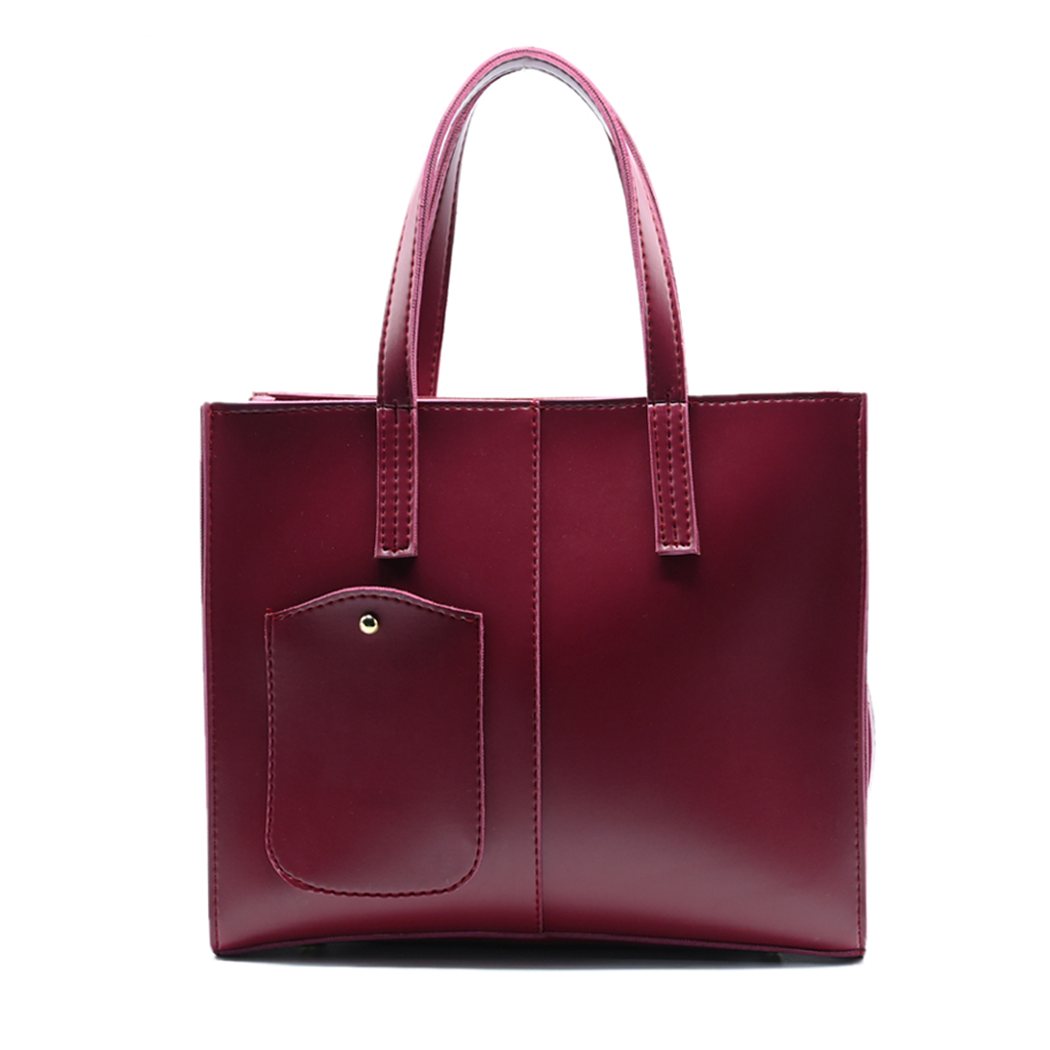 Modern Pocket Tote Maroon