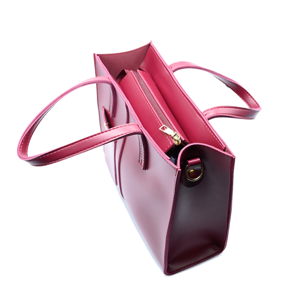 Modern Pocket Tote Maroon