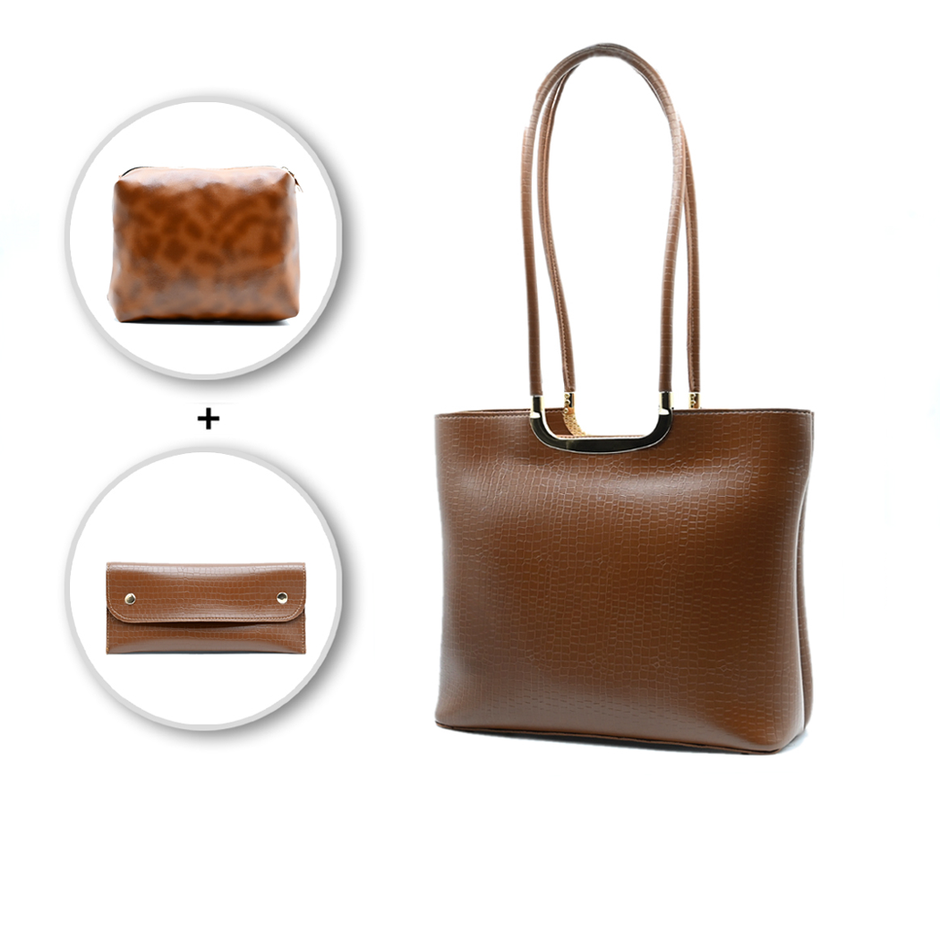 Metro Luxe Tote Set Brown