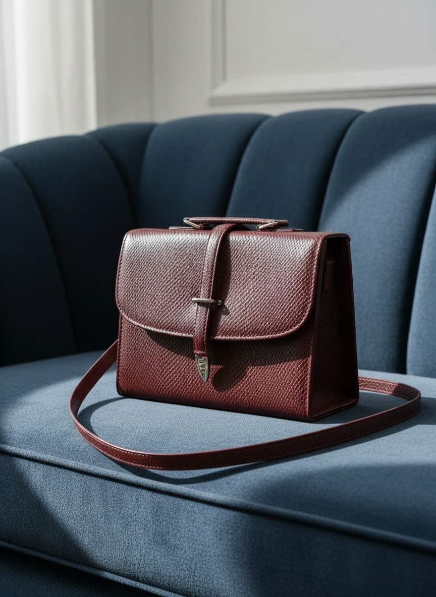 Classic Square Top Handle Bag - Mehroon