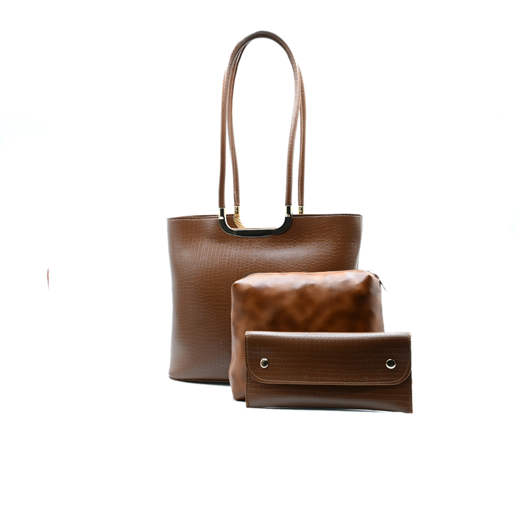 Metro Luxe Tote Set Brown
