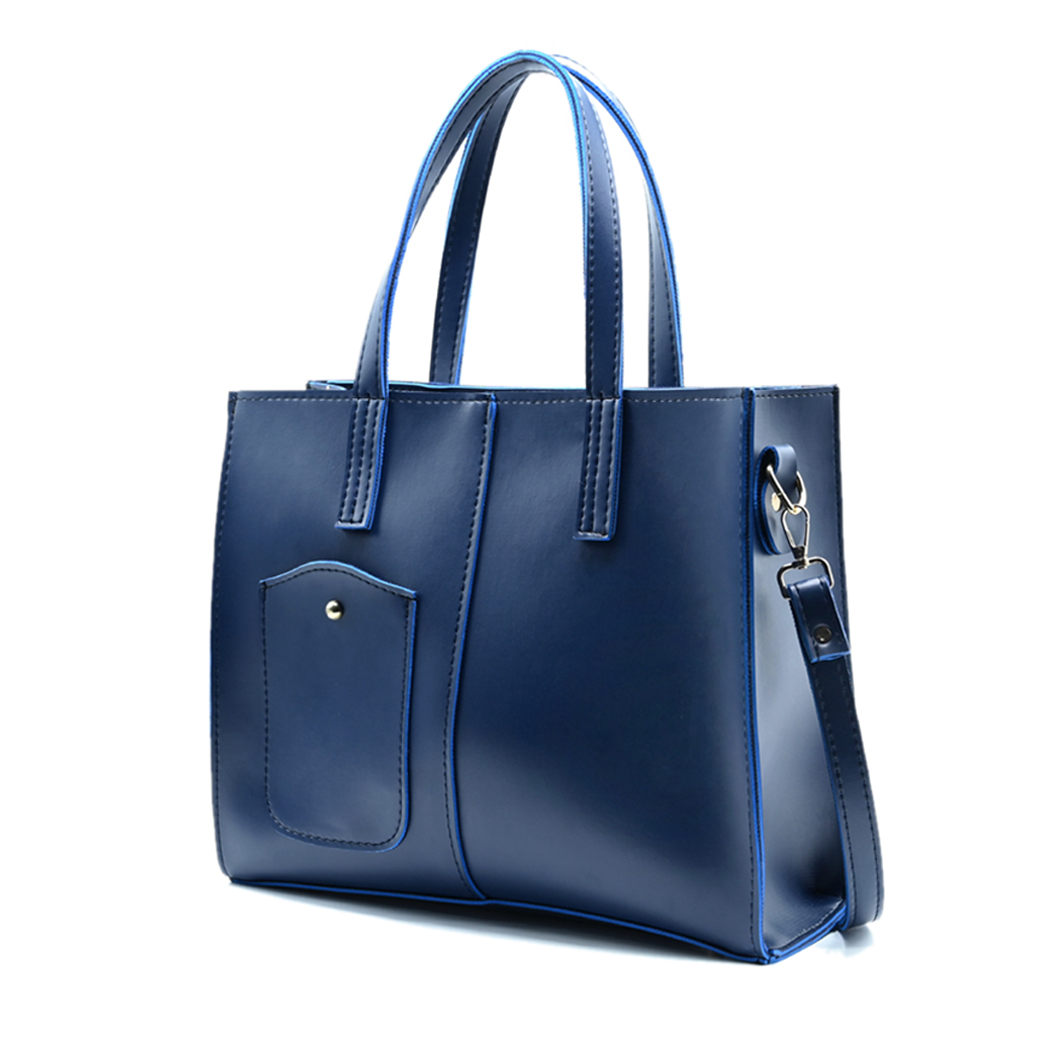 Modern Pocket Tote Navy Blue