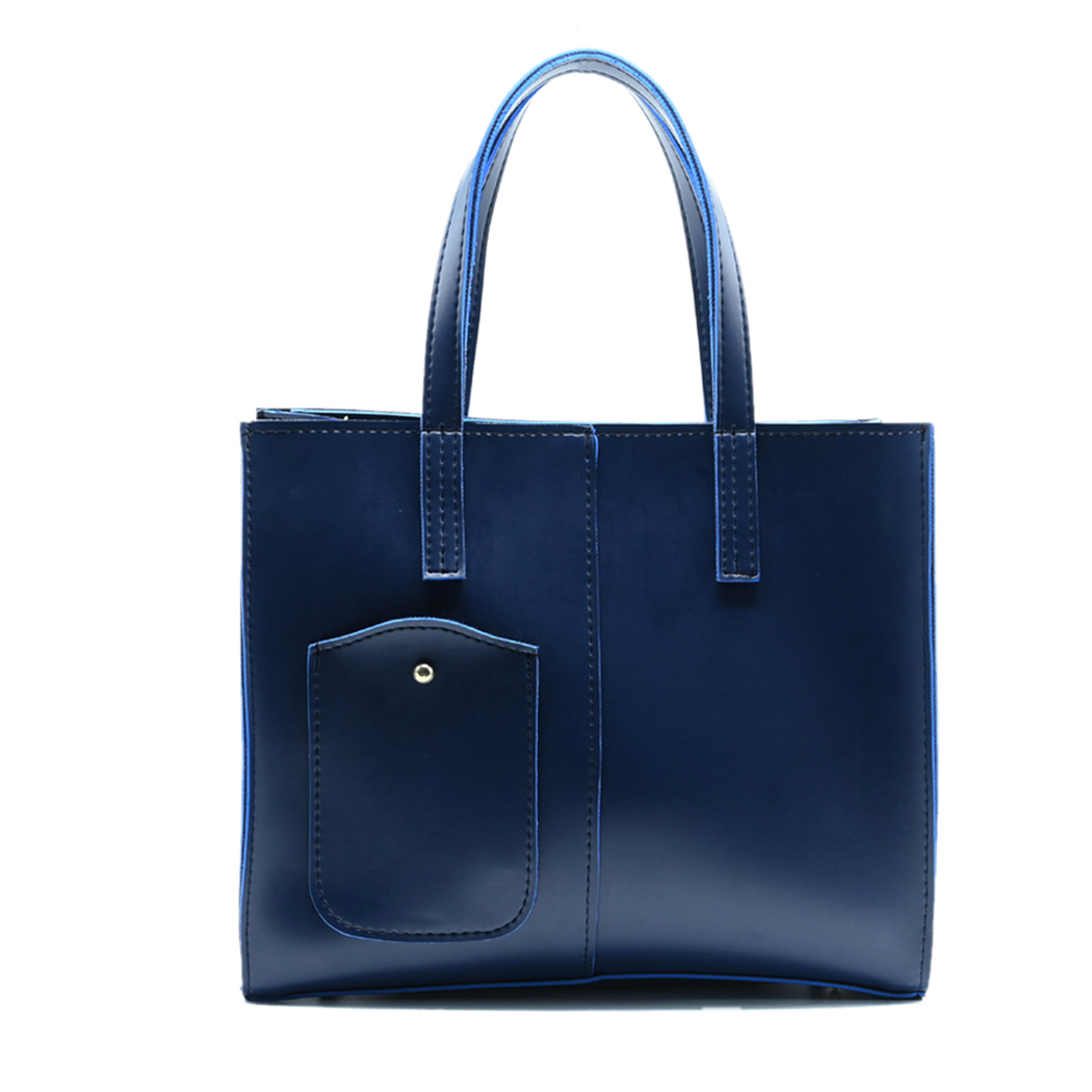Modern Pocket Tote Navy Blue
