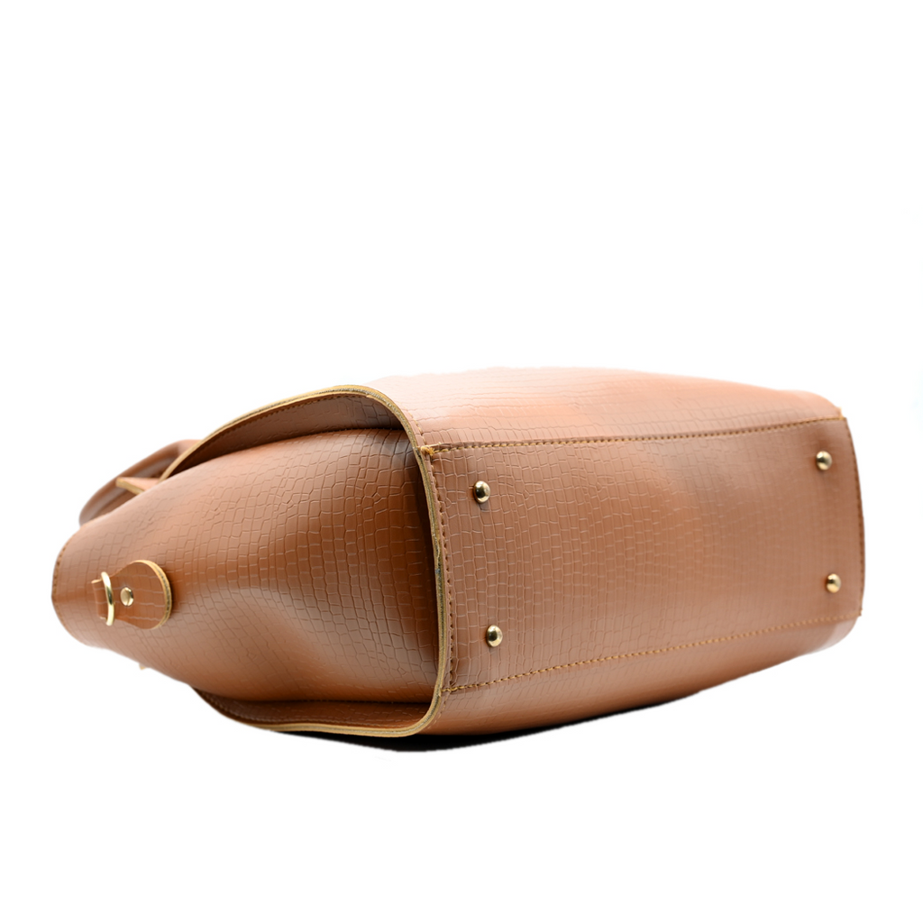 Aurora Box Tote Bag for Women – Premium Tang Color Handbag with Long Strap & Pouch