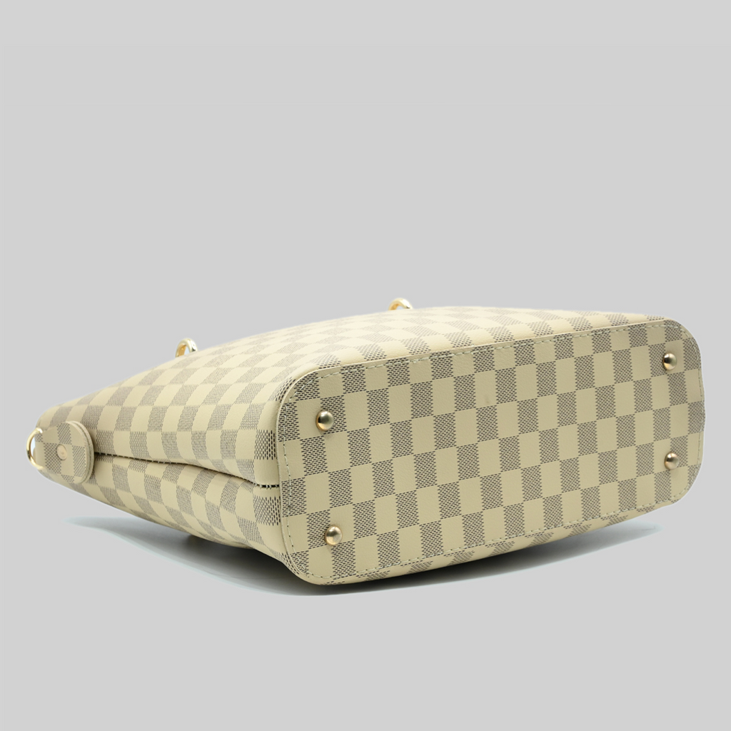 Camel Checkered Tote Handbag for Women