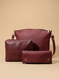 Chroma Check Shoulder Bag – Maroon Checkered Handbag with Long Strap