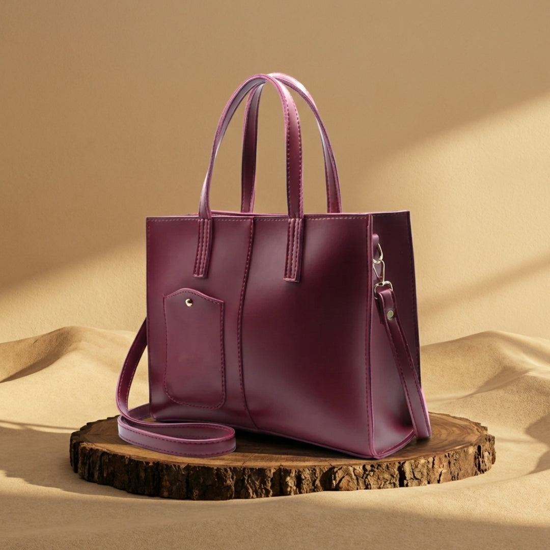 Modern Pocket Tote Maroon