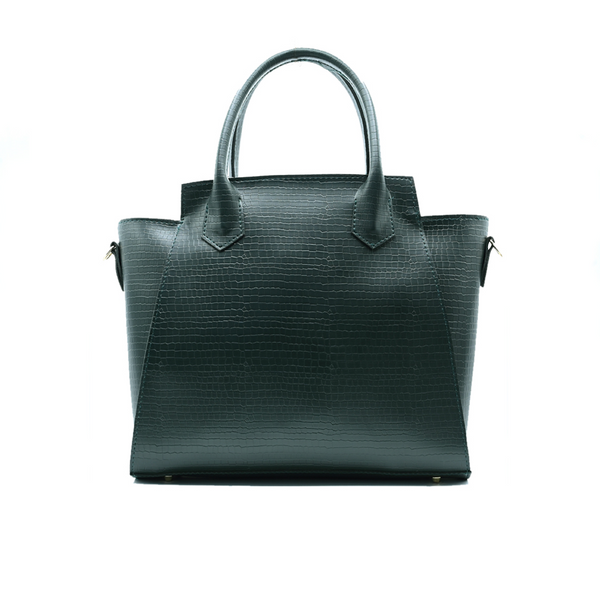 Aurora Box Tote Bag for Women – Olive Green Structured Handbag with Long Strap & Pouch