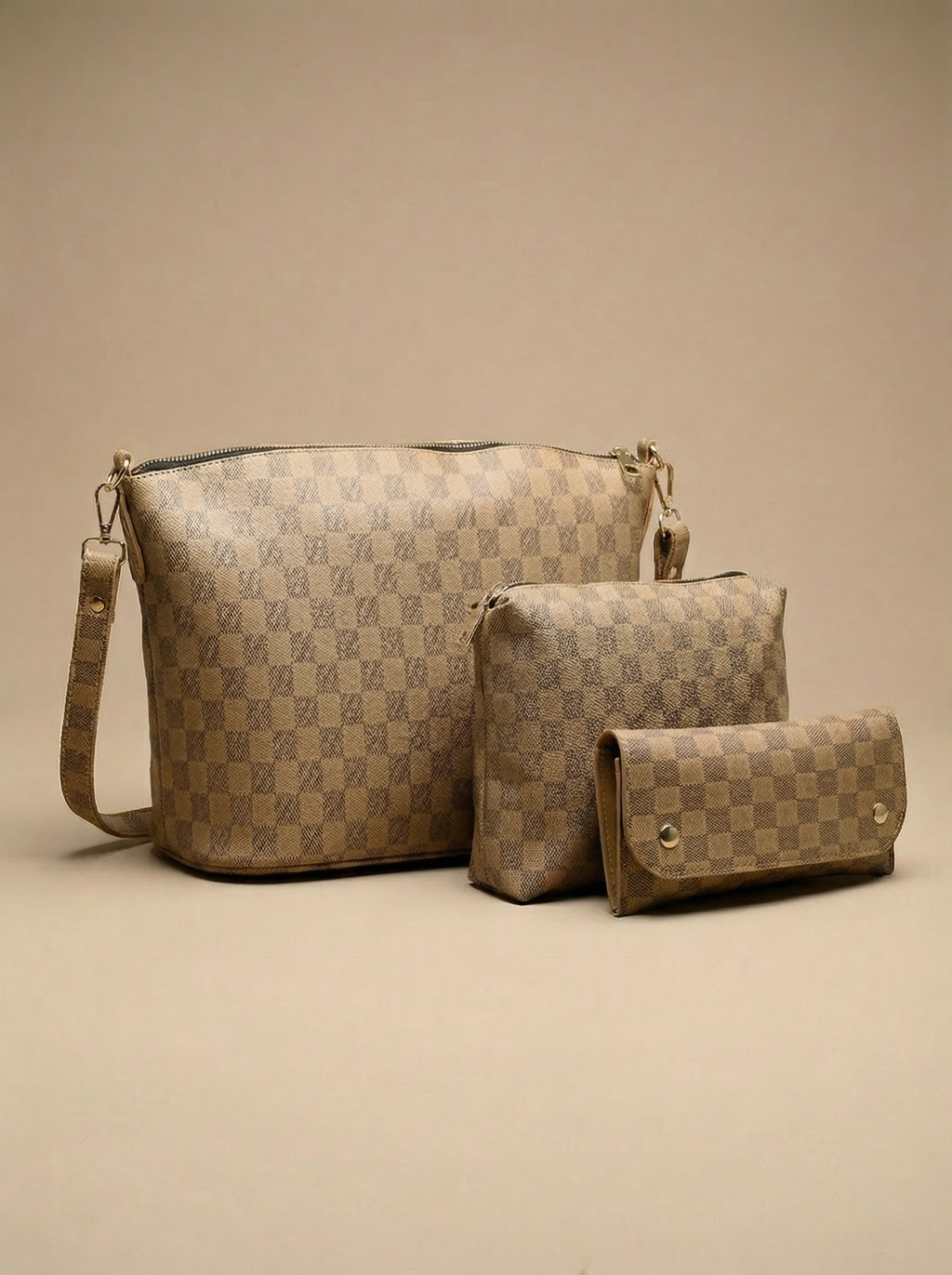 Chroma Check Shoulder Bag – Tang Checkered Handbag with Long Strap