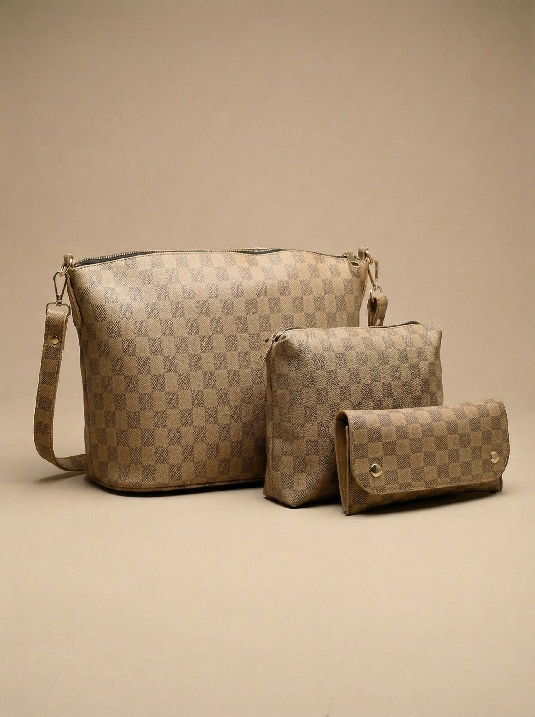 Chroma Check Shoulder Bag – Tang Checkered Handbag with Long Strap