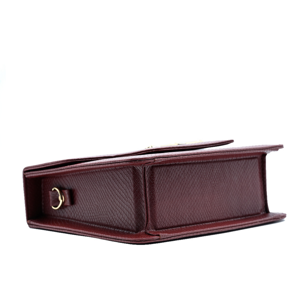 Lustre Pearl Tote – Elegant Maroon Handbag with Pearl Handle