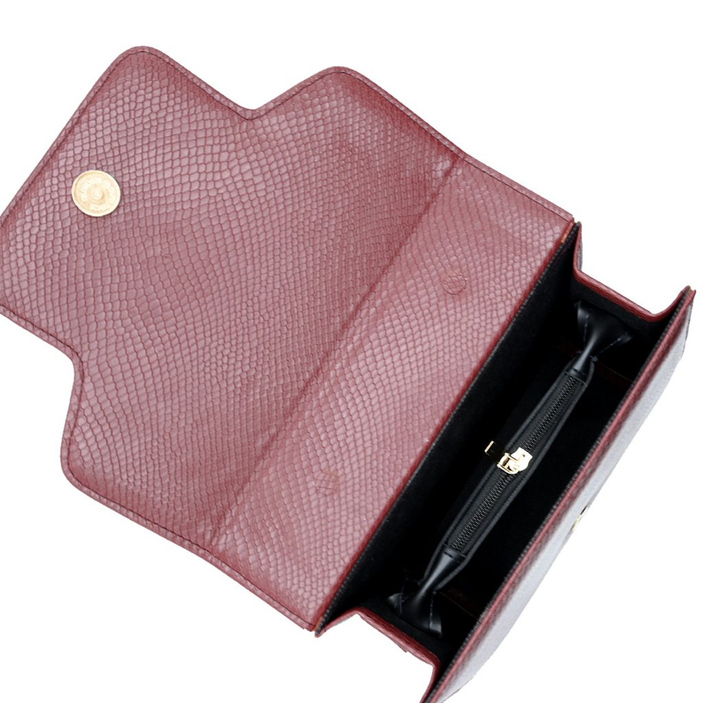 Lustre Pearl Tote – Elegant Maroon Handbag with Pearl Handle