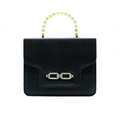 Lustre Pearl Tote – Classic Black Handbag with Pearl Handle