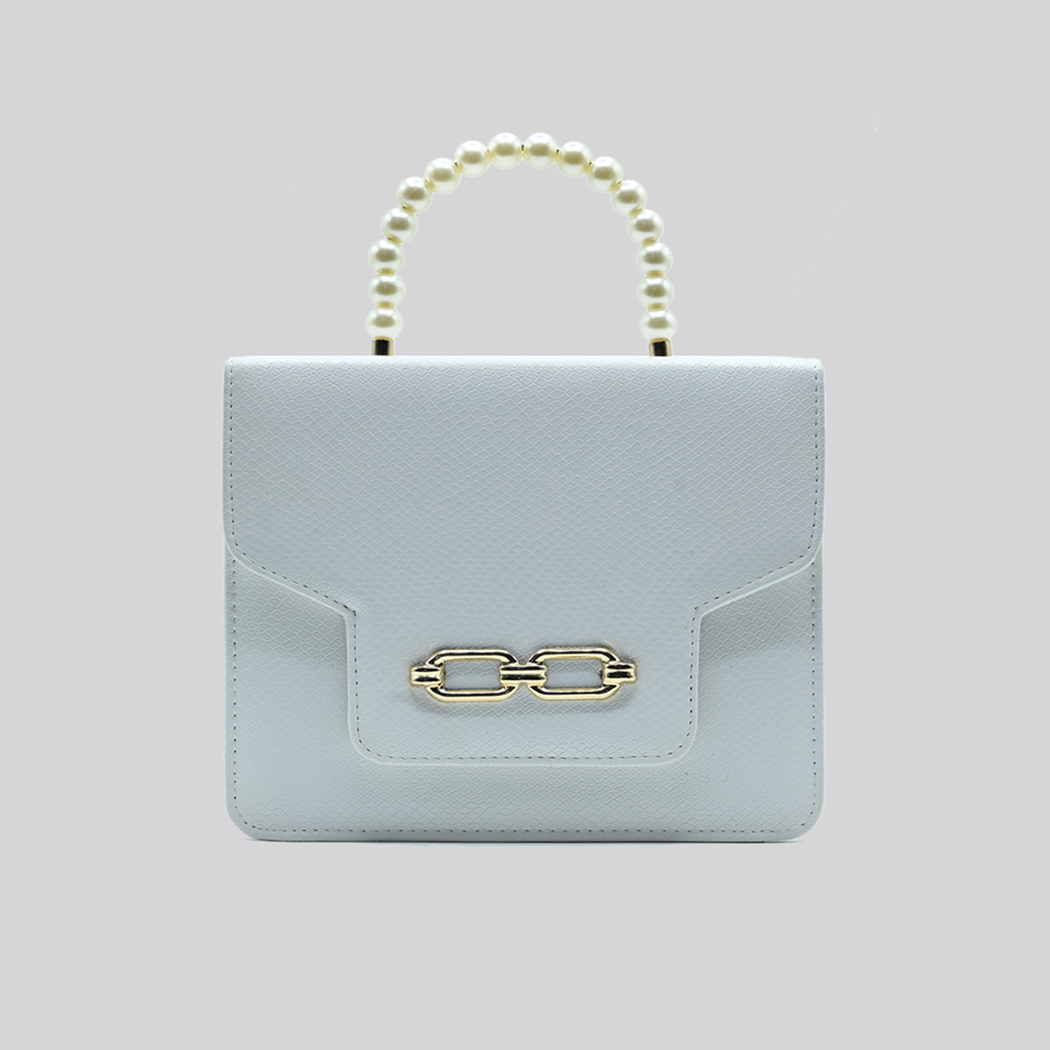 Lustre Pearl Tote – Elegant White Handbag with Pearl Handle