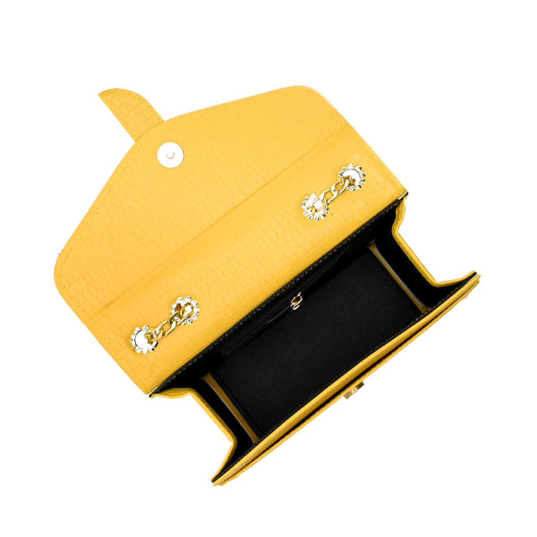 Stylisha Crossbody chain Bag - Yellow