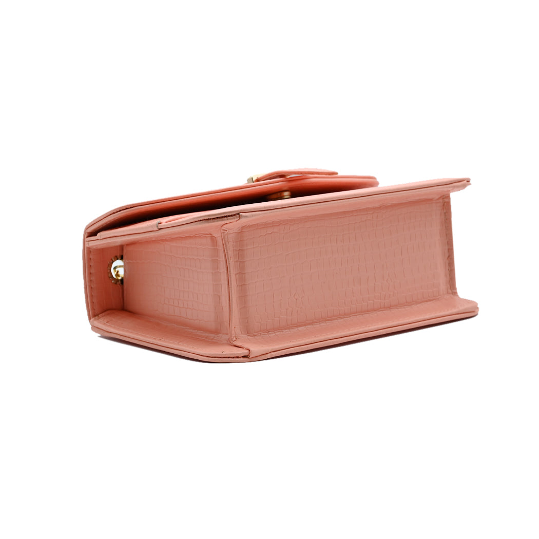 Stylisha crossbody chain bag -  Peach