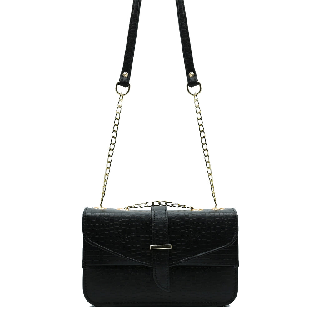 Stylisha crossbody chain bag - Black