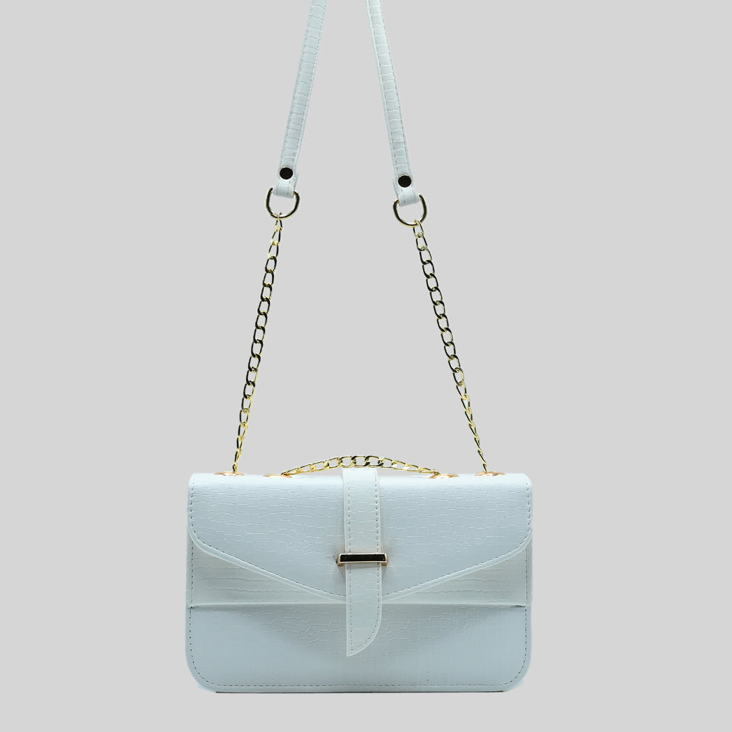Stylisha crossbody chain bag - White