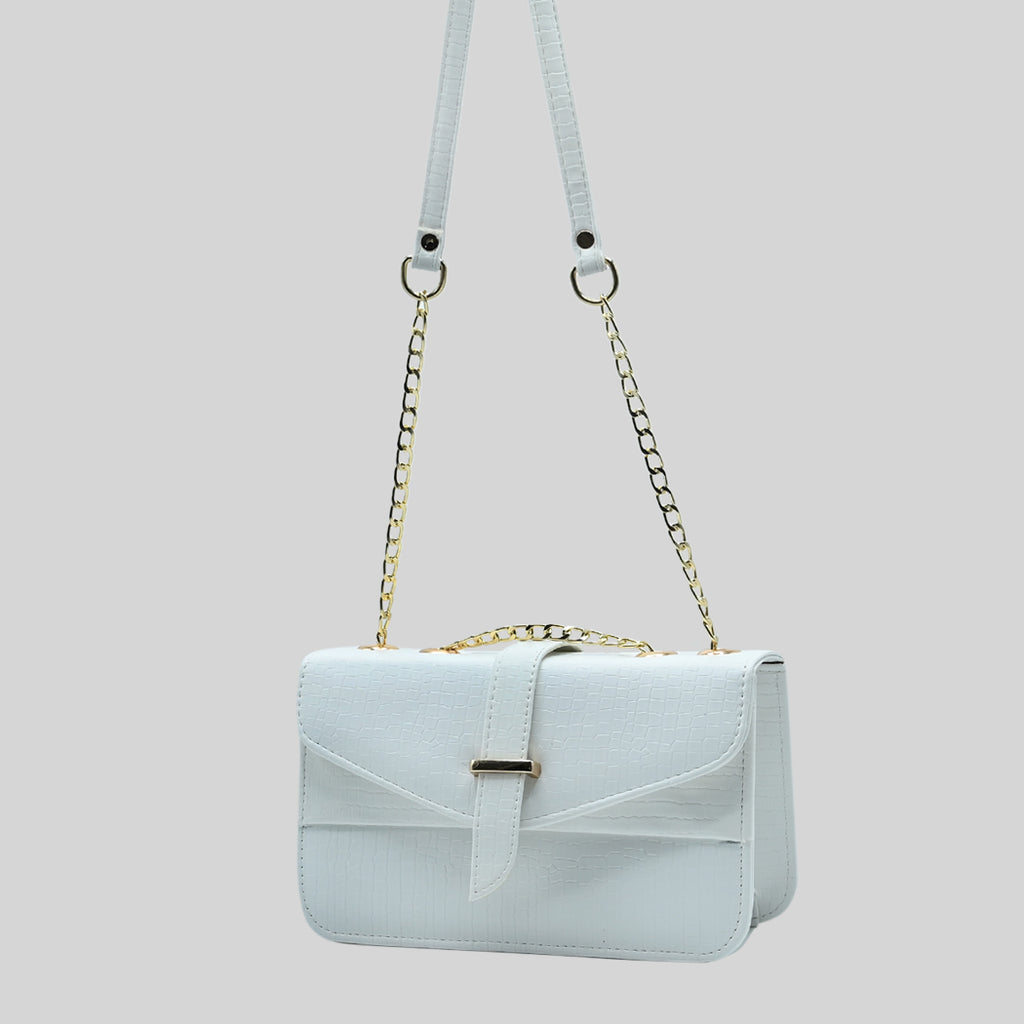 Stylisha crossbody chain bag - White