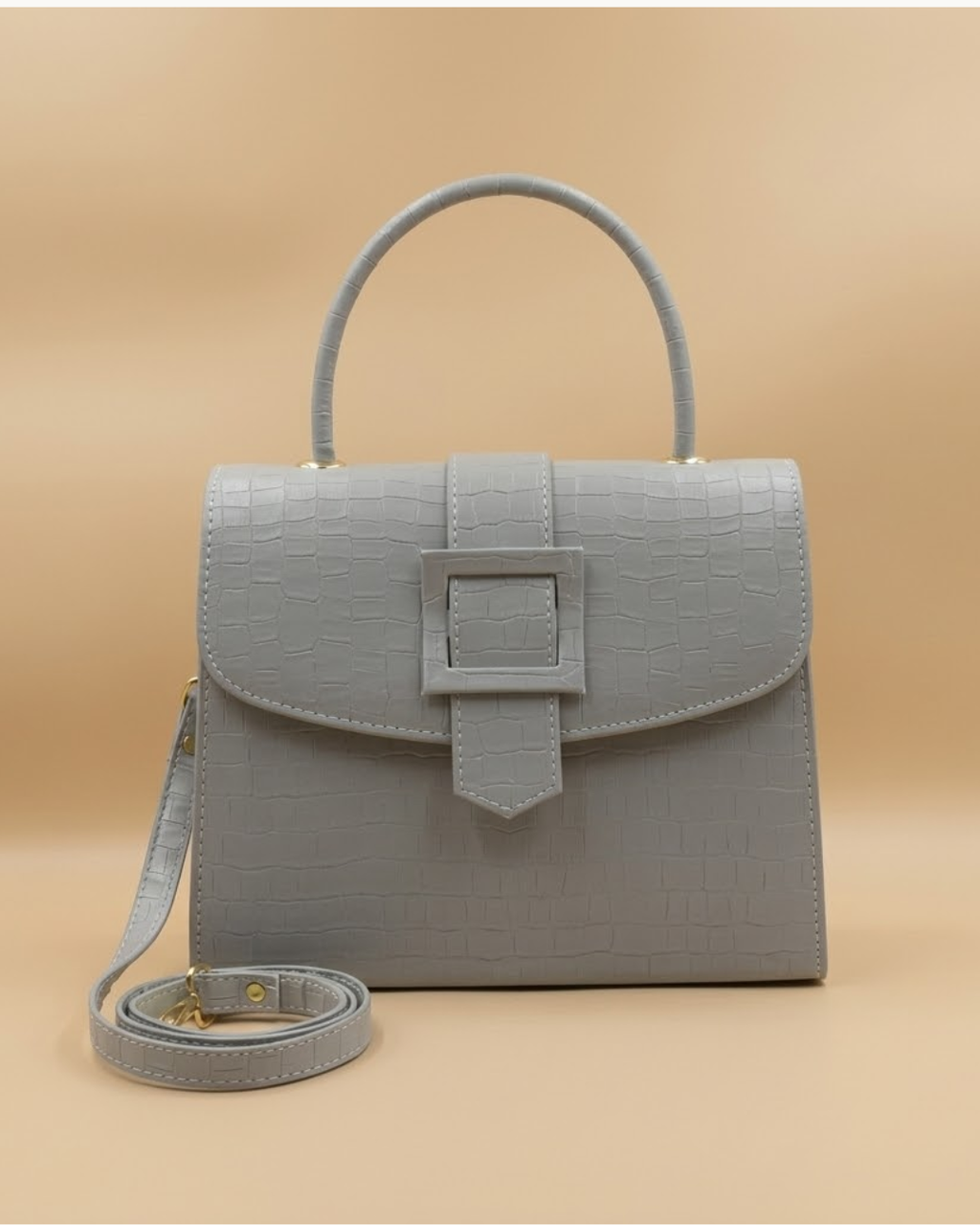 Formal Leather Woman Handbag - Grey