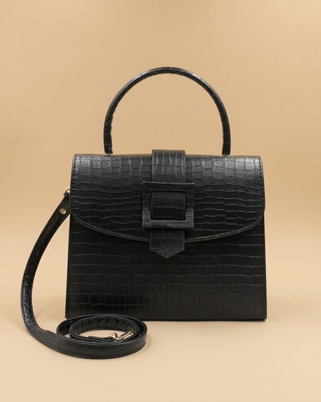 Formal Leather Woman Handbag - Black