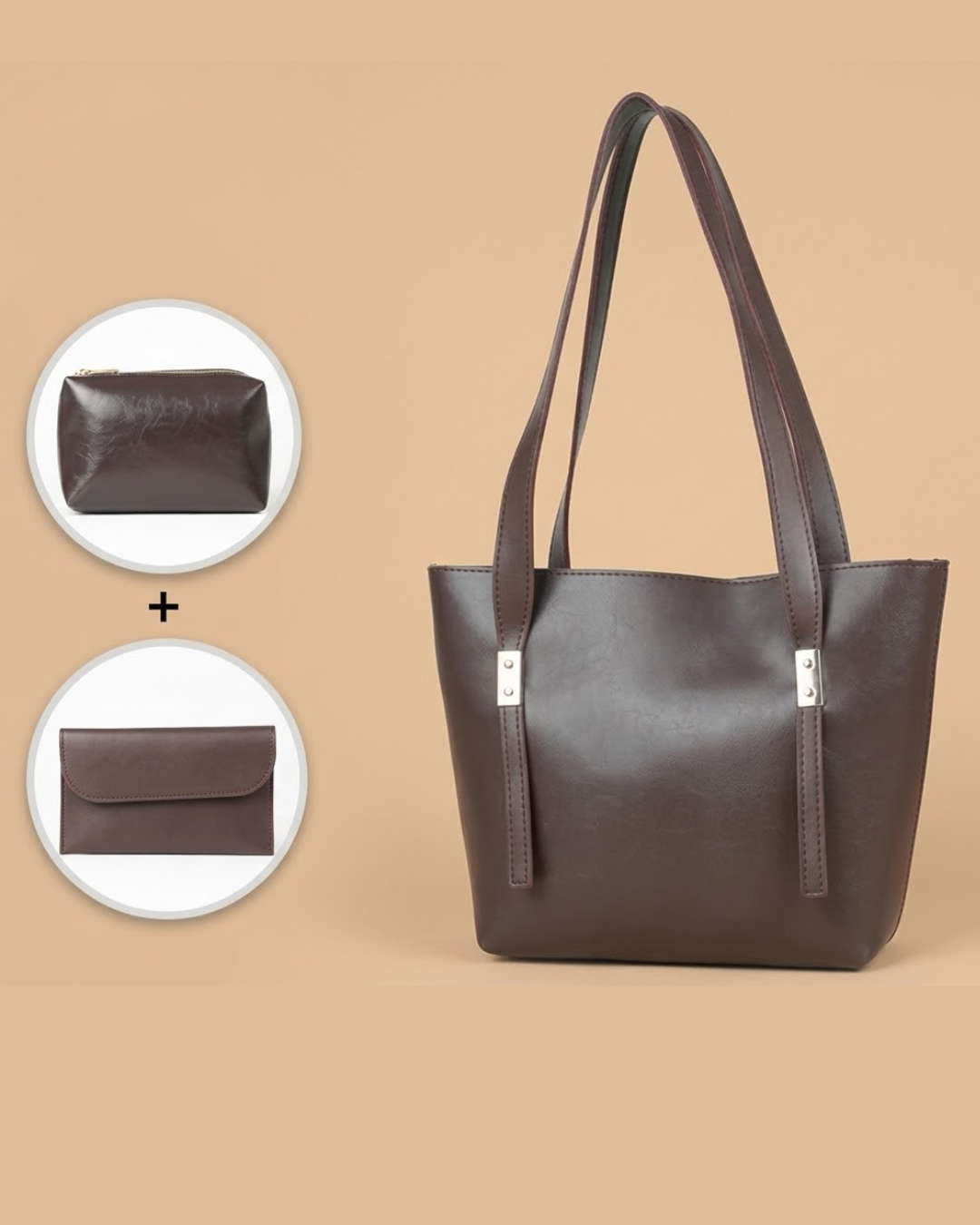 Grace Trio Handbag Set of 3 Chocolate Brown