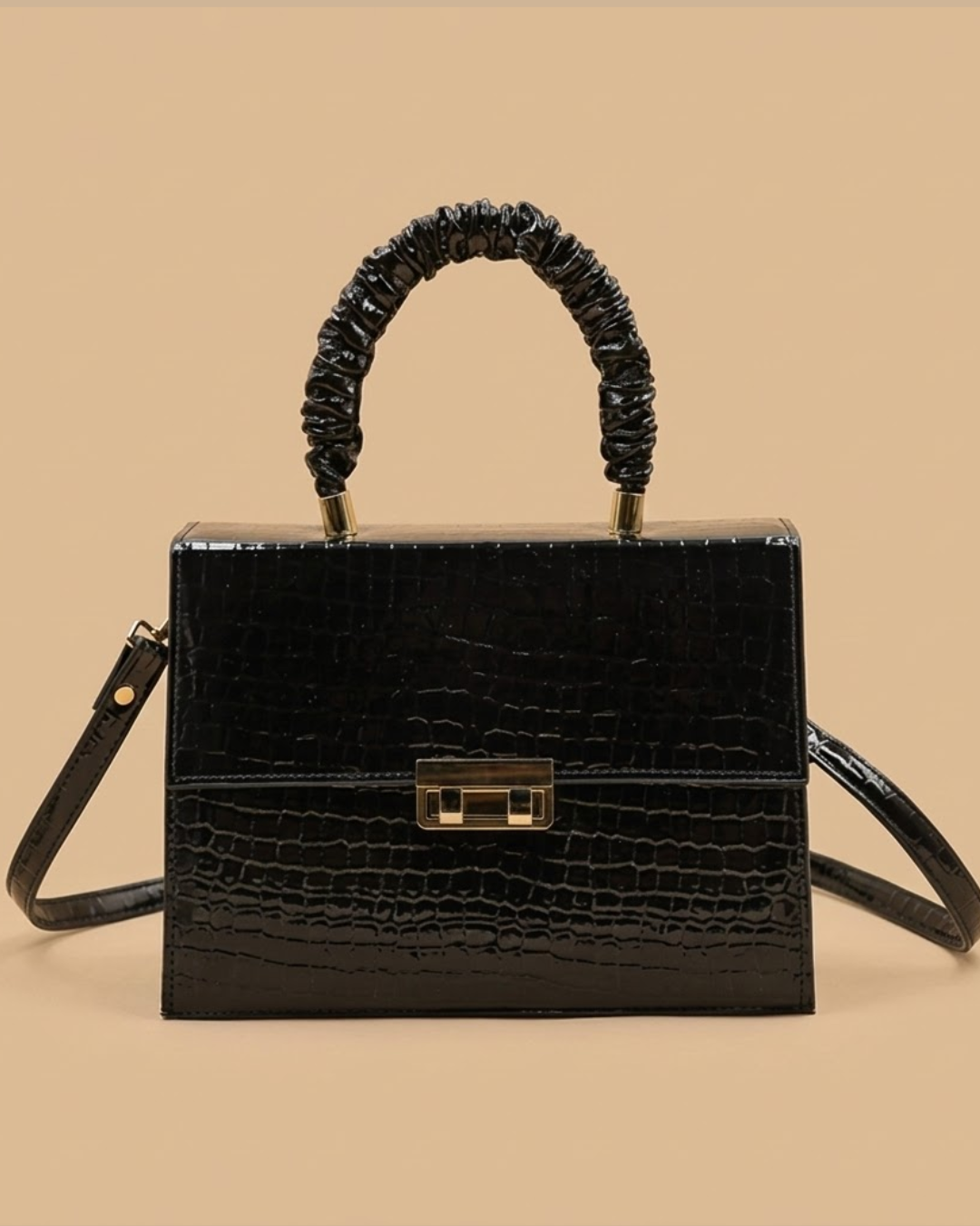 Leather Crossbody Bag -Black