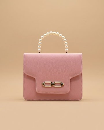 Lustre Pearl Tote – Elegant Pink Handbag with Pearl Handle