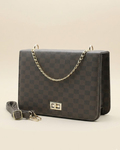 Luxury Grid Chain Bag Dark Brown
