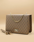 Luxury Grid Chain Bag Light Brown