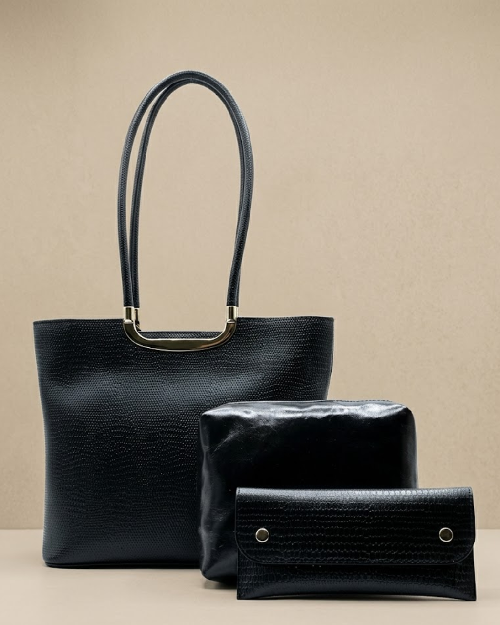 Metro Luxe Tote Set Black