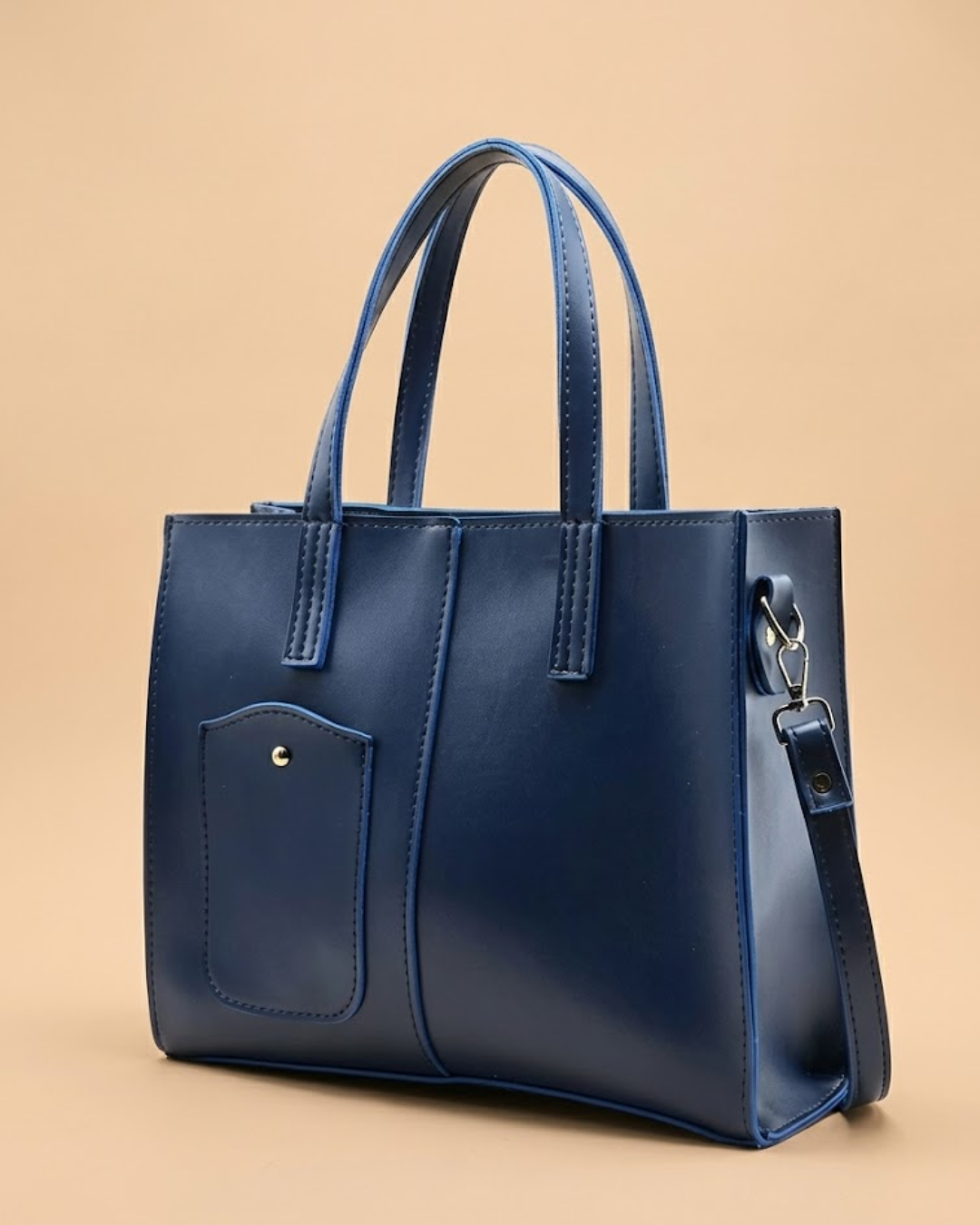 Modern Pocket Tote Navy Blue