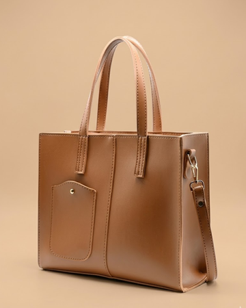 Modern Pocket Tote Brown