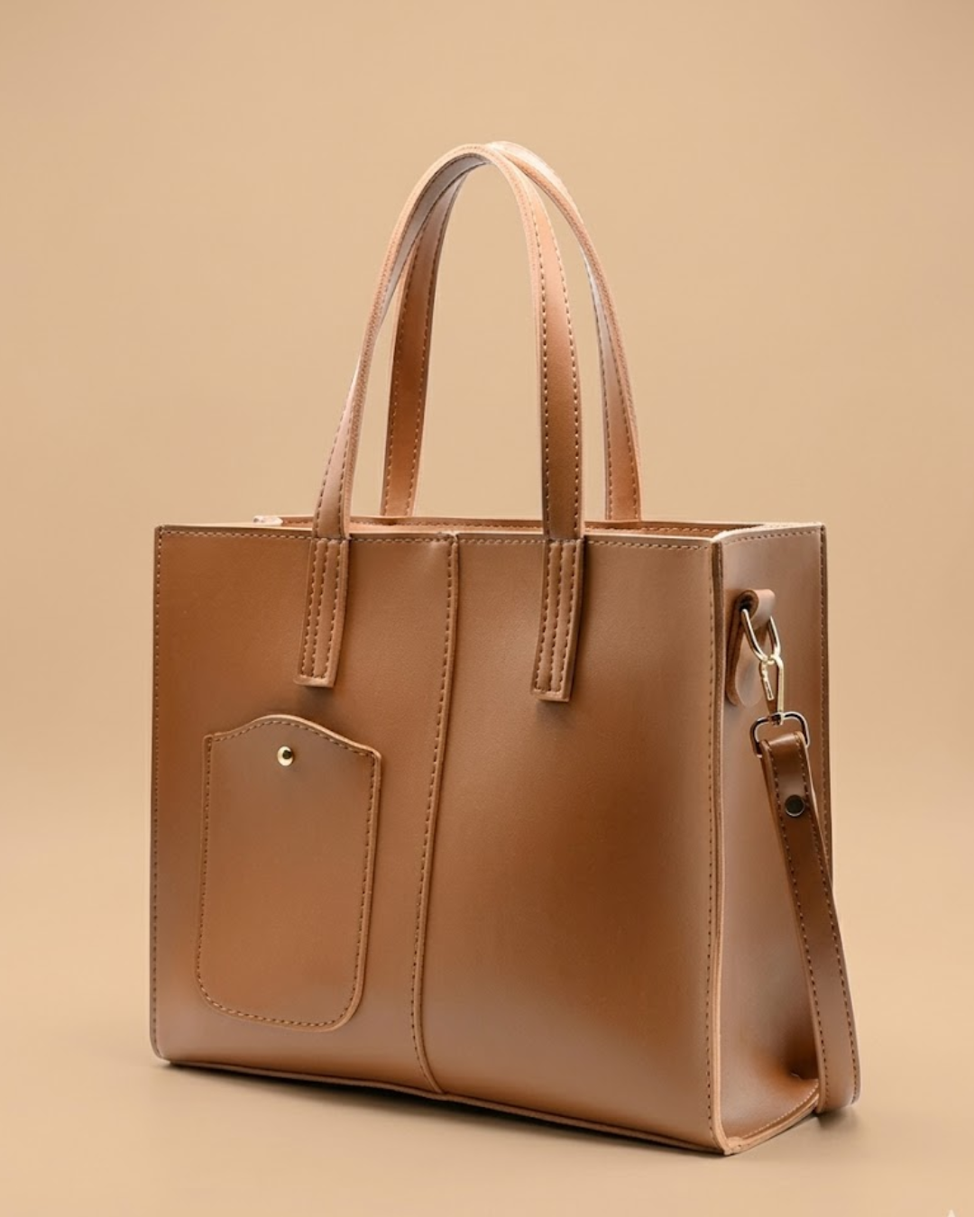 Modern Pocket Tote Brown
